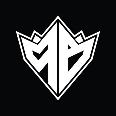 Soyut şekil tasarım şablonlu PB logo monogramı