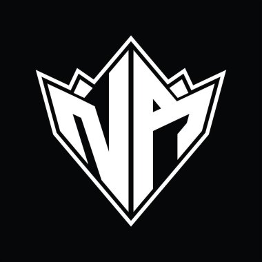 Soyut şekil tasarım şablonlu NR logo monogramı