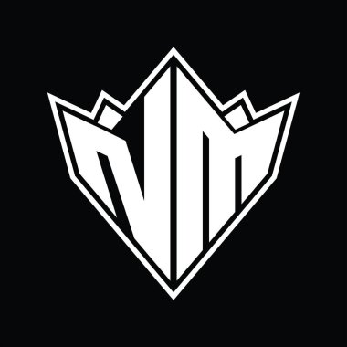 Soyut şekil tasarım şablonlu NM logo monogramı