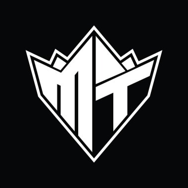 Soyut şekil tasarım şablonuna sahip MT Logo monogramı