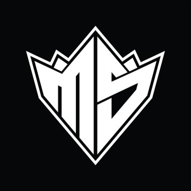 Soyut şekil tasarım şablonlu MS Logo monogramı