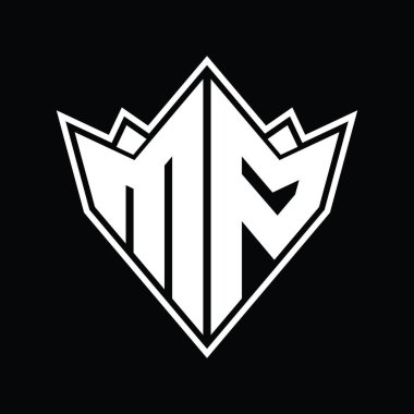 Soyut şekil tasarım şablonlu MP Logo monogramı