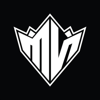 Soyut şekil tasarım şablonlu MN Logo monogramı