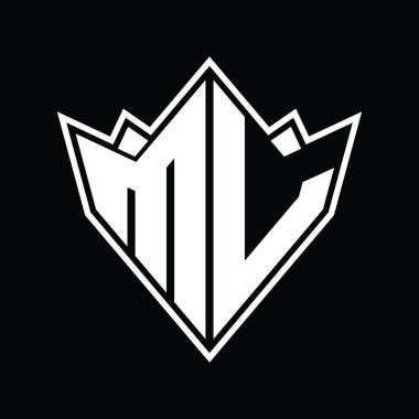 Soyut şekil tasarım şablonlu ML Logo monogramı