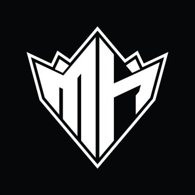 Soyut şekil tasarım şablonlu MH logo monogramı