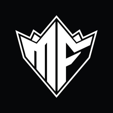 Soyut şekil tasarım şablonlu MF Logo monogramı