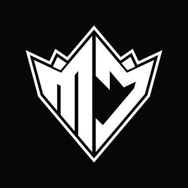 Soyut şekil tasarım şablonlu MC Logo monogramı