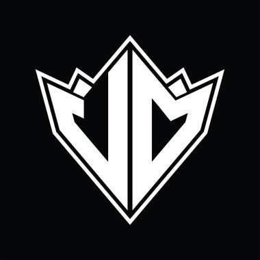 Soyut şekil tasarım şablonlu JD logo monogramı