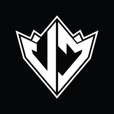 Soyut şekil tasarım şablonlu JC Logo monogramı