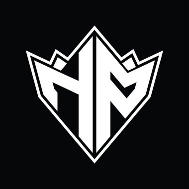 Soyut şekil tasarım şablonlu HP Logo monogramı