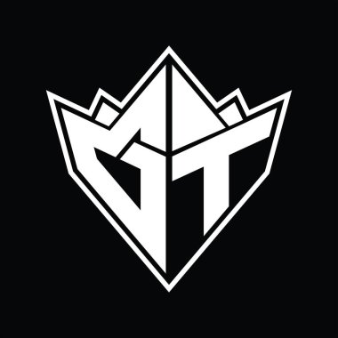Soyut şekil tasarım şablonu ile GT Logo monogramı