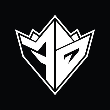 Soyut şekil tasarım şablonlu FQ Logo monogramı