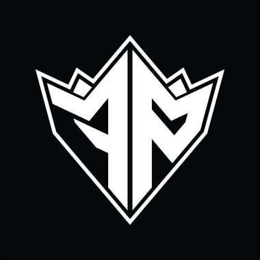 Soyut şekil tasarım şablonlu FP Logo monogramı