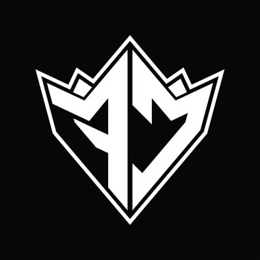 Soyut şekil tasarım şablonlu FC Logo monogramı