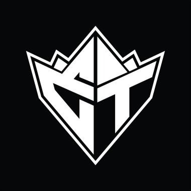 Soyut şekil tasarım şablonuna sahip ET logosu monogramı