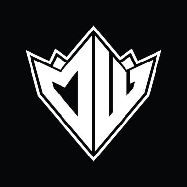 Soyut şekil tasarım şablonlu DW logo monogramı