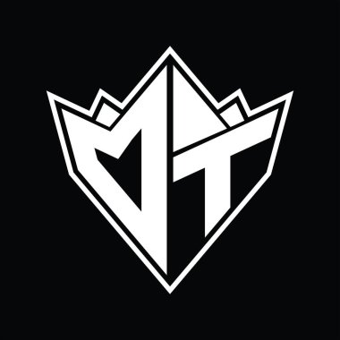 Soyut şekil tasarım şablonlu DT logo monogramı