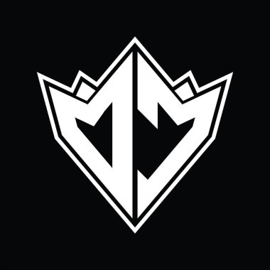 Soyut şekil tasarım şablonuna sahip DC Logo monogramı