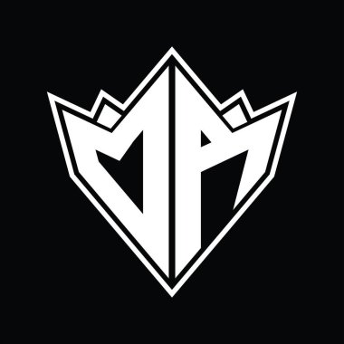 Soyut şekil tasarım şablonuna sahip DA Logo monogramı