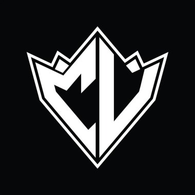 Soyut şekil tasarım şablonlu CV logo monogramı