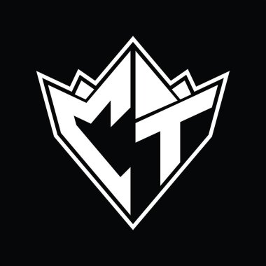 Soyut şekil tasarım şablonlu CT logo monogramı