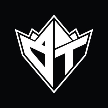 Soyut şekil tasarım şablonlu BT Logo monogramı