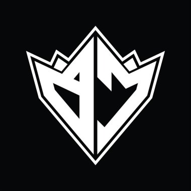 Soyut şekil tasarım şablonuna sahip BC Logo monogramı