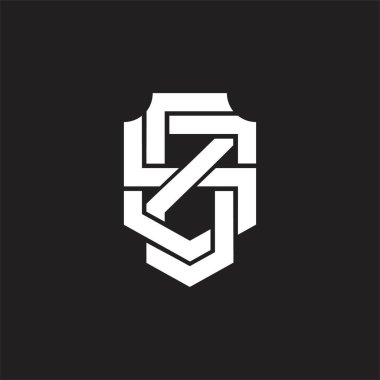Üst üste binen biçim tasarım şablonlu ZS Logo monogramı