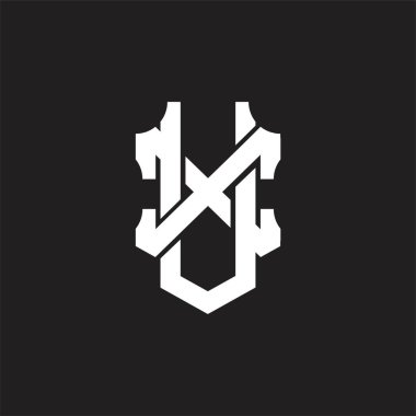 Üst üste binen biçim tasarım şablonlu UX Logo monogramı