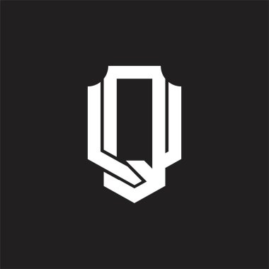 Üst üste binen biçim tasarım şablonlu QU Logo monogramı