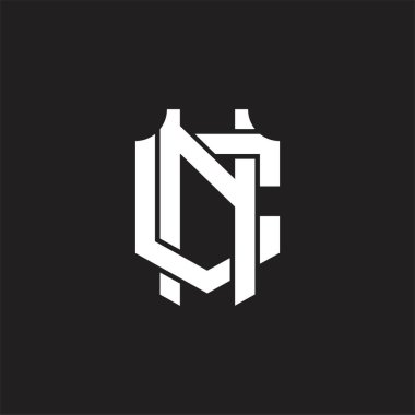 Üst üste binen biçim tasarım şablonlu NC Logo monogramı