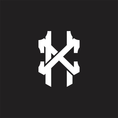 Üst üste binen biçim tasarım şablonu ile KX Logo monogramı