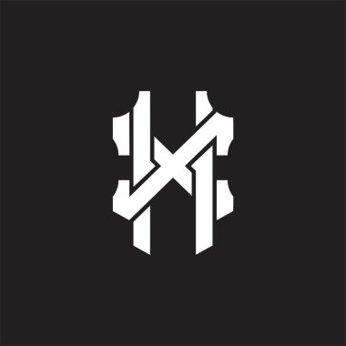 Üst üste binen biçim tasarım şablonlu HX Logo monogramı