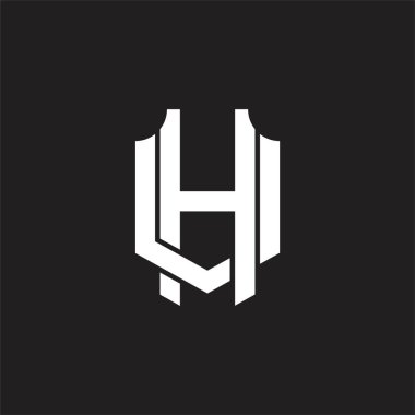 Üst üste binen biçim tasarım şablonlu HU Logo monogramı