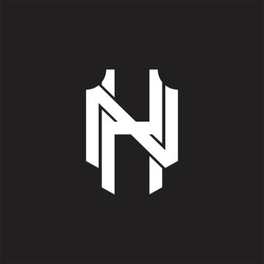 Üst üste binen biçim tasarım şablonu ile HN Logo monogramı