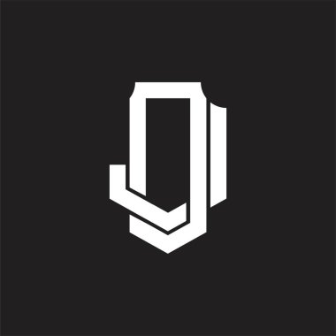 Üst üste binen biçim tasarım şablonlu DJ Logo monogramı