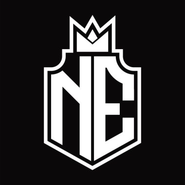 NE logo simgesi ve taç tasarım şablonu