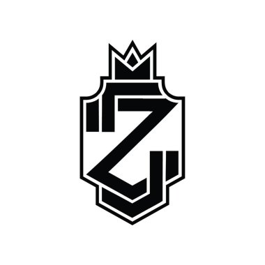 Taçlı tasarım şablonu ile üstüste binen ZZ logo monogramı