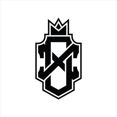 Taçlı tasarım şablonu ile üstüste binen DX Logo monogramı