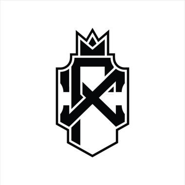 Taçlı tasarım şablonu ile üstüste binen FX Logo monogramı