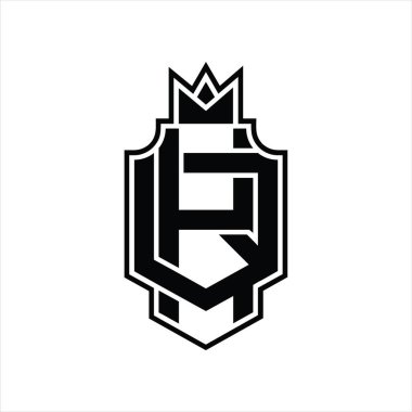 Taç tasarım şablonu ile üstüste binen genel logo monogramı