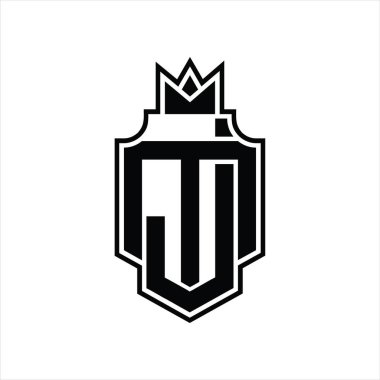 Taçlı tasarım şablonu ile üst üste binen JM Logo monogramı