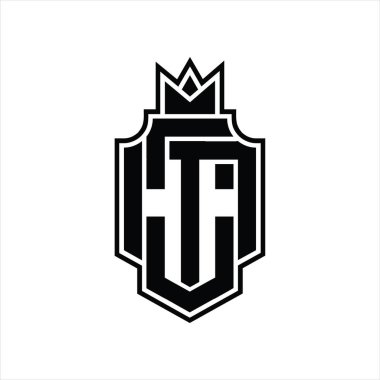 Taçlı tasarım şablonu ile üstüste binen OM logo monogramı