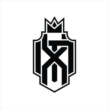 Taçlı tasarım şablonu ile üstüste binen XM Logo monogramı
