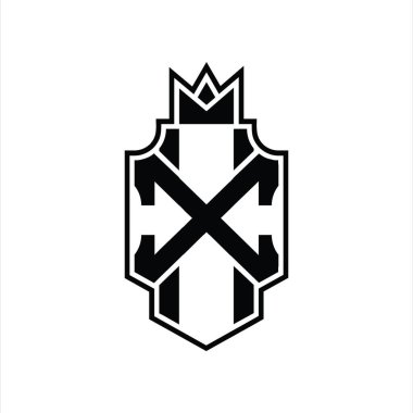 Taçlı tasarım şablonu ile üstüste binen XX Logo monogramı