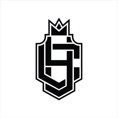 Taçlı tasarım şablonu ile üstüste binen YC logo monogramı