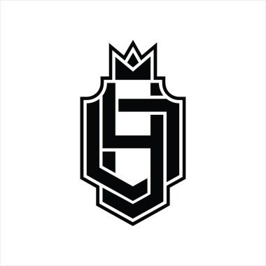 Taç tasarım şablonuyla örtüşen YD logo monogramı