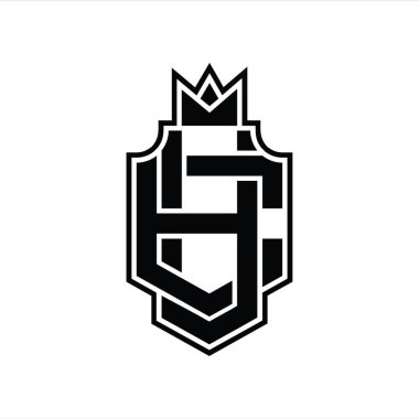 Taçlı tasarım şablonuyla örtüşen YE logo monogramı