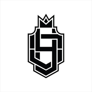 Taçlı tasarım şablonu ile YO Logo monogramı üst üste bindirme biçimi