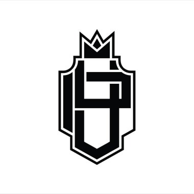 Taçlı tasarım şablonu ile üst üste binen YP Logo monogramı